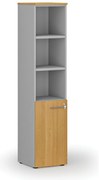 Szafa biurowa kombinowana PRIMO GRAY, drzwi na 2 poziomach, 400 x 420 x 1781 mm, szary/buk