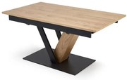Stół rozkładany FANIS 160(220)x90 dąb naturalny/czarny HALMAR