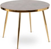 Stół Okrągły TINGA 100 cm Szary Marmur/Złoty Glamour