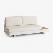 Modułowa Sofa 2-osobowa Z Aluminium Z Prawym Stolikiem Z Drewna Tekowego Yarilo Bouclé Kolory Naturalne - Sklum