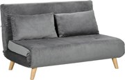 HOMCOM Sofa welurowa szara z 2 poduszkami wygodna kanapa 130x78x79 cm do salonu | Aosom PL