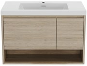 Szafka łazienkowa wisząca pod umywalkę naturalny jasny - 90 cm - PUJUKA