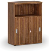 Szafa biurowa kombinowana z drzwiami przesuwnymi PRIMO WOOD, 800 x 420 x 1087 mm, orzech