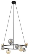 Lampa wisząca czarna z dymionym i bursztynowym szkłem okrągła 8-punktowa - Monaco Nowoczesny Oswietlenie wewnetrzne