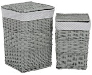 Zestaw wiklinowych koszy na bieliznę Szara kropka, 2 szt., 2 rozmiary, 40 x 60 x 40 cm