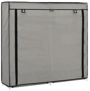 Szara tekstylna szafa na buty z półkami S3-B28