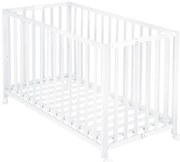 Białe łóżeczko na kółkach 60x120 cm Fold up – Roba