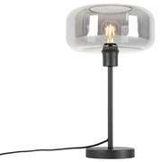 Lampa stołowa art deco czarna z przydymionym szkłem - Bizle ArtDeco Oswietlenie wewnetrzne