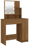 Toaletka kosmetyczna z szafką i lustrem led brązowy dąb F8-P66