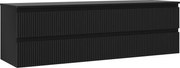 Mexen Rivel szafka łazienkowa podumywalkowa 160 cm z blatem, 2 szuflady, ryflowana , czarna mat - 91A20-16047-2-BFFC71