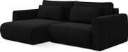 Narożnik lewostronny z funkcją spania - z tkaniny welwetowej - czarny - KAPUA