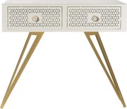 Konsola Mayfair 100x35x80 cm z żelaza, styl Hollywood Regency, złote nogi, szuflady w kolorze karmelowym, elegancki design, made in Italy