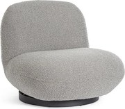 Fotel obrotowy w szarej tkaninie z efektem bouclé - MARGOT