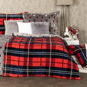 4Home Pościel mikroflanela Krata czerwony, 140 x 200 cm, 70 x 90 cm