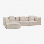 Sofa Modułowa Cardea Tapicerowana, 3-częściowa, Lewostronna Kremowo-beżowy Szenil - Sklum