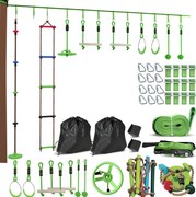 AIYAPLAY Zestaw do wspinaczki na linie dla dzieci, różnorodne akcesoria do wspinaczki i zjazdów, torba na sprzęt, Zielony