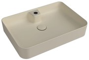 Umywalka ceramiczna nablatowa beżowa z otworem na baterie 60 x 42 cm LERA Ivory