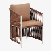 Krzesło Do Jadalni Z Podłokietnikami Z Aluminium I Plecionej Liny Sophie Nagi Brąz - Sklum