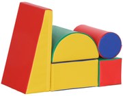 HOMCOM Miękkie klocki – zabawki do wspinaczki i raczkowania, skóra ekologiczna, pianka EPE, wielobarwne, różne kształty