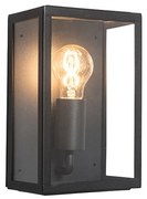 Zewnetrzna Industrialna lampa ścienna zewnętrzna czarna ze szkłem 25,5 cm IP44 - Rotterdam Rustykalny / Vintage Oswietlenie zewnetrzne