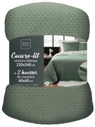 Welwetowy komplet pościeli MYLENE, narzuta + 2 poszewki na poduszki