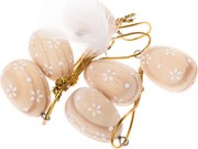 Zestaw wiszących drewnianych jajek Flowers, 6 szt.