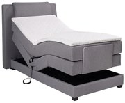 Łóżko kontynentalne: zagłówek łóżka + stelaż z elektryczną funkcją relaksu + materac + nakładka na materac CASTEL marki PALACIO - 100x200cm - jasnoszara tkanina