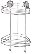 Narożna półka łazienkowa, Vacuum-Loc, 2 poziomy - stal chromowana, WENKO