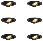 Zestaw 6 nowoczesnych reflektorów wpuszczanych, czarnych, z możliwością regulacji - Club