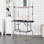 Stół trymerski Stół do strzyżenia z regulacją wysokości z dolnym koszem dla psów składany czarny | Aosom.pl