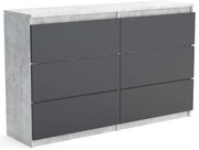 Duża komoda 6 SZUFLAD Szafka 120 cm ARIA Beton/Antracyt