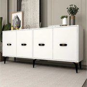 Komoda z płyty wiórowej pokrytej melaminą – 180 cm – biała