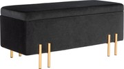 HOMCOM Ławka tapicerowana z miejscem do przechowywania, Metal, Drewno kauczukowe, Pianka, 100 x 40 x 42 cm, Czarny