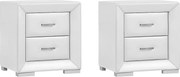 Zestaw 2 szafek nocnych - 2 szuflady - Biała ekoskóra - CAPITOLE