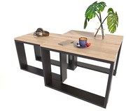 Komplet dwóch stolików kawowych dąb sonoma + czarny - Kotis 3X