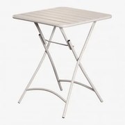 Składany Kwadratowy Stół Ogrodowy 60x60 Cm Ze Stali Janti Kremowa Tapioca - Sklum