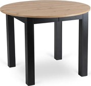 Stół Okrągły Rozkładany HARRY 102-142 cm Dąb Artisan/Czarny Nowoczesny