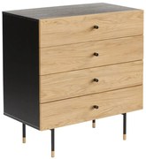 Czarno-naturalna wysoka komoda w dekorze dębu 80x87 cm Jugend – Woodman