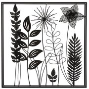 Dekoracja na ścianę w ramce LIŚCIE, metalowa, 40 x 40 cm