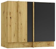 Szafka narożna dolna dąb artisan + czarny R6-E26