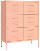 Różowa stalowa szafka gospodarcza z szufladami E6-H61