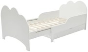 Łóżko rozsuwane 90 x 140/170/200 cm z szufladą – Sosna i MDF – Białe – TEONIA