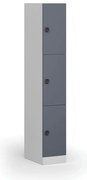 Szafka skrytkowa S1, 3 schowki, 1850 x 300 x 500 mm, demontaż, zamek kodowy, drzwi ciemnoszare
