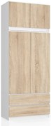 Klasyczna szafa z nadstawką biały + dąb sonoma P9-E83