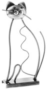 Metalowy kot siedzący na podstawie, 34,5 cm