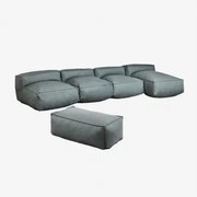 4-częściowa Modułowa Szezlong I Pufa Dojans Éter Zieleń - Sklum