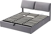 Łóżko z weluru - 180x200cm - z 3 szufladami - Szare (bez materaca)