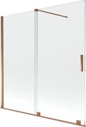 Mexen Velar parawan nawannowy 2-skrzydłowy rozsuwany 160 x 150 cm, transparent, różowe złoto - 896-160-000-01-60
