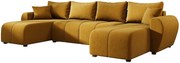 Musztardowy narożnik tapicerowany welurem w kształcie U K2-D74