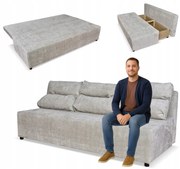 Kanapa sofa KIMO funkcja spania pojemnik Family Meble Ramona j. szary welur